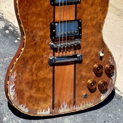Antoniotsai SG type guitar 2000's - a very well made very ornate SG w/crazy Quilted Maple & Abalone w/a set of 70's DiMarzio PAF's. image 3
