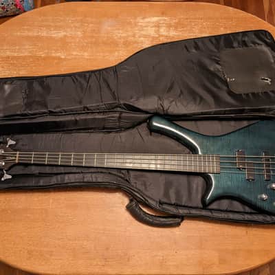 1996 left-handed Warwick Fortress One bass, Ocean Blue Satin image 13