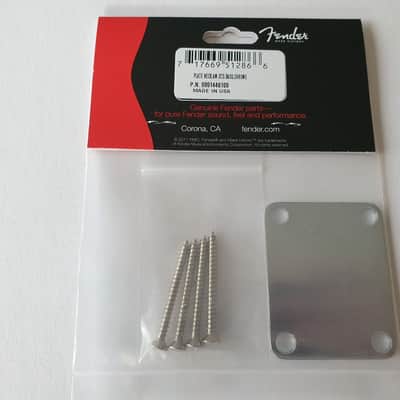 Fender genuine corona logo guitar neck plate chrome 099-1446-100 image 3
