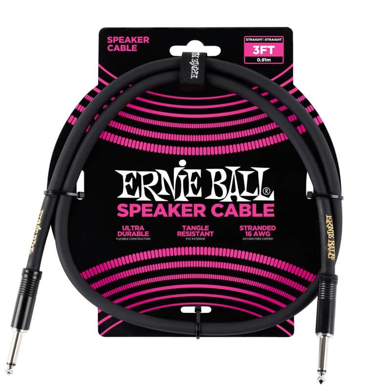 Ernie Ball P06071 1/4" TS Straight Speaker Cable - 3' image 1