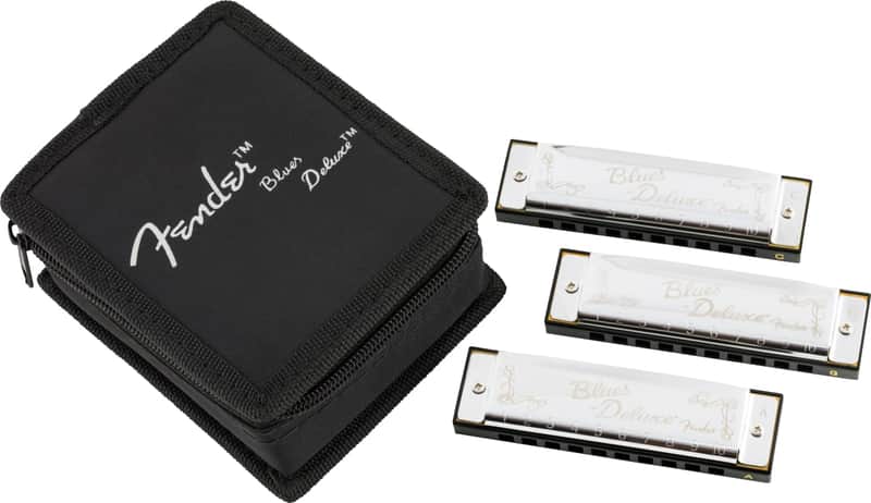 Set of 3 Fender Blues Deluxe Harmonicas - C,G,A keys image 1
