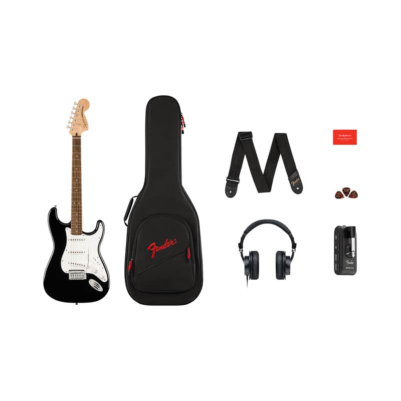 Used Squier Affinity Stratocaster Mustang Micro Pack - Black w/Laurel FB image 1