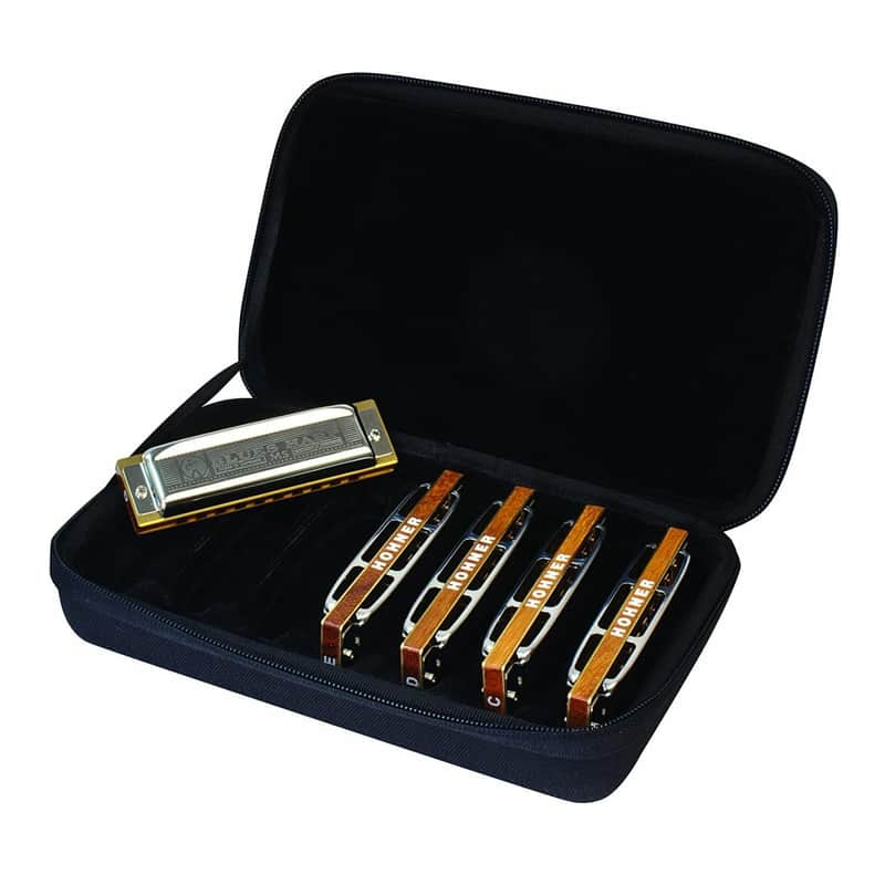 Hohner Blues Harp 5-Piece Diatonic Harmonica Bundle with Case image 1