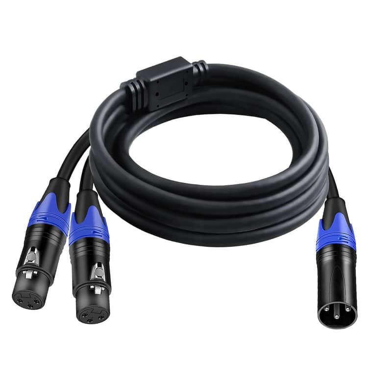 (5FT / 1 Pack) 1 Male to 2 Female XLR Y Splitter Micrphone Cable, 3pin Male to Dual Female Y-Splitter Balanced Mic Audio Cables for Stereo Mic image 1
