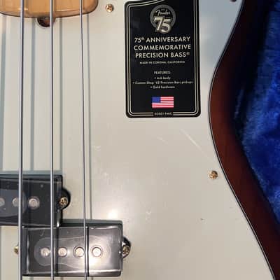 Fender 75th Anniversary Commemorative Precision Bass 2021 - 2-Color Bourbon Burst image 3