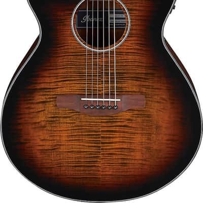 Ibanez AEG70L Left-Handed Grand Concert Acoustic-Electric Guitar, Flame Maple Top, Tiger Burst image 2