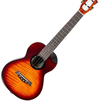 Flight Navigator EQ-A Solid Flamed Maple Top Mahogany Neck 4-String Tenor Ukulele w/Gig Bag, Pickup & Humidifier image 4