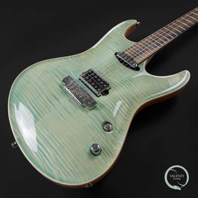 Valenti Nebula, Carved Flame Maple Top, Ice Blue, Carved Flame