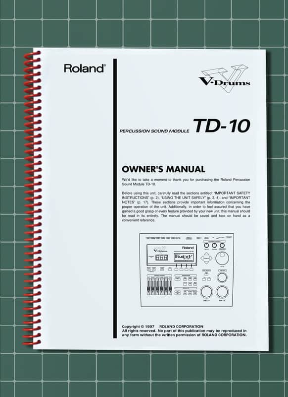 Roland TD-10 — Owners Manual User Guide Instructions — 182 Pages — USA Made image 1