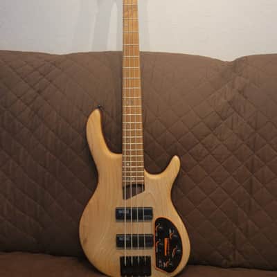 Cort B4ELEMENTOPN Mahogany Body Ash Top 5pcs Walnut & Panga Panga 4-String Electric Bass Guitar w/Hard Case image 6