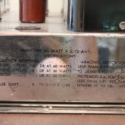 McIntosh MC60 60-Watt Mono Tube Monophonic Monoblock Power Amplifier 1955 - 1961 - Black (with extra tubes) image 8