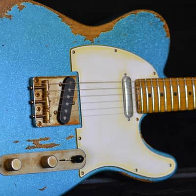 American Fender Telecaster 2019 Custom Heavy Relic Nitro Blue Sparkle image 5