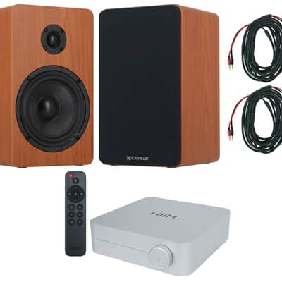 2) Rockville RockShelf 58C 360w 5.25" Wood Bookshelf Speakers+Bluetooth/Wifi Amp image 1