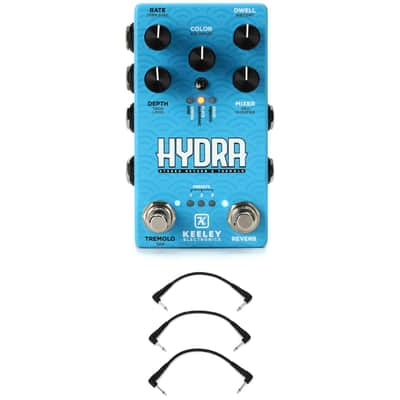 Keeley Hydra Stereo Reverb & Tremolo Pedal with 3 Patch Cables image 1