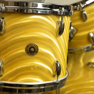 1960s Gretsch Gold Satin Flame "Double Bass" Drum Set image 7