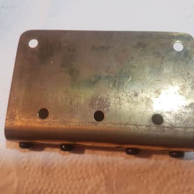 80's HEAVY BRASS BASS BRIDGE with BLOCK SADDLES - TOP SUSTAIN - made in USA image 2