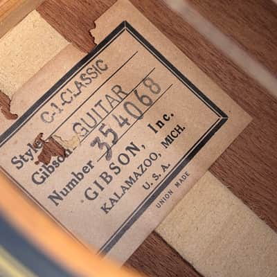 1965 Gibson C-1 Classic nylon string classical guitar. ORIGINAL Owner image 4