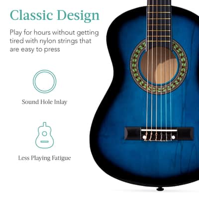 Best Choice Products Kids Acoustic Guitar Beginner Starter Kit with Carrying Case - 30in-Natural Mahogany image 19