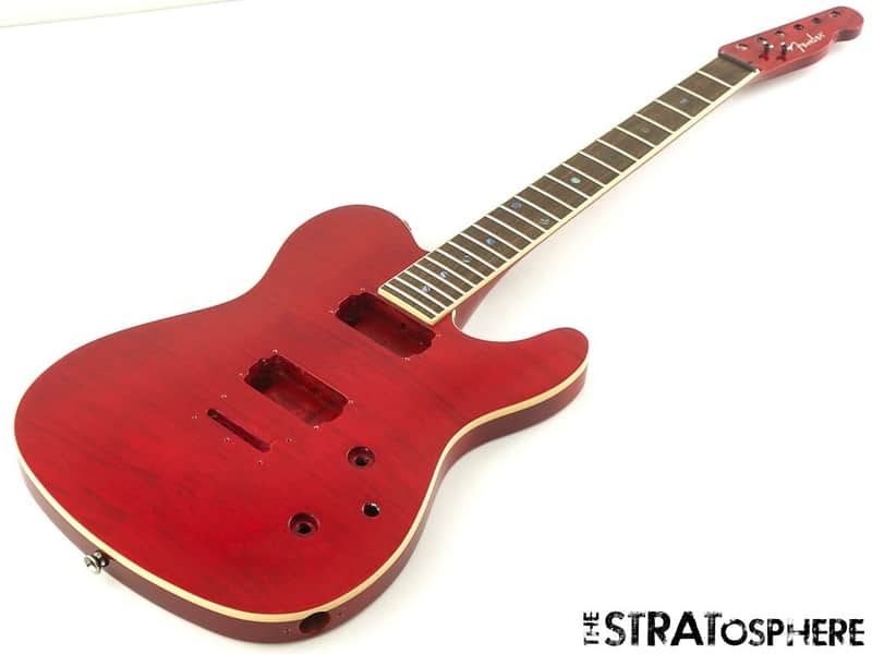 Fender Flame Maple Top Telecaster Tele BODY + NECK FMT Set Neck, Crimson Red image 1