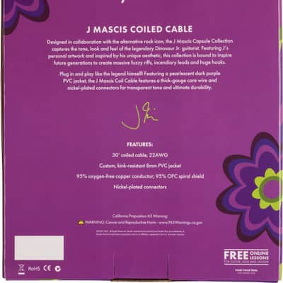 Fender J Mascis Coil Cable, 30', Purple image 4