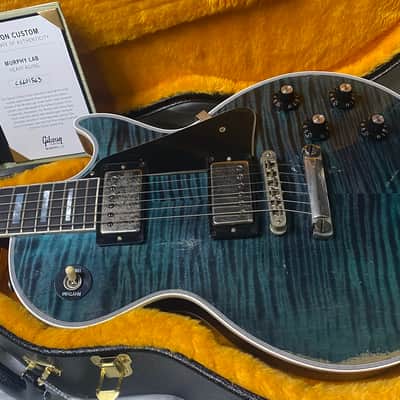 NEW! Gibson Custom Shop Les Paul Custom AAAA Figured Monster Maple Top - Nordic Blue, Heavy Aging - 8.4lbs - G07571 image 16