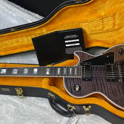 NEW! Gibson Dealer Select Custom Shop Les Paul Custom AAA Figured Flame Top - Transparent Black / Natural Back - Authorized Dealer - Curly Monster Flame! WOW! 8.9 lbs - G06798 image 14