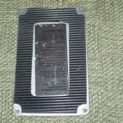 used vintage DOD Performer Series BOTTOM PLATE ( screw holes are on 4 corner areas) NO: pedal/other parts - early 1980s - Metal Plate has Silver & Gray Finish / Stiff Black Rubber Padding (padding has ridges) has Label, underside sanded & repainted gray image 12