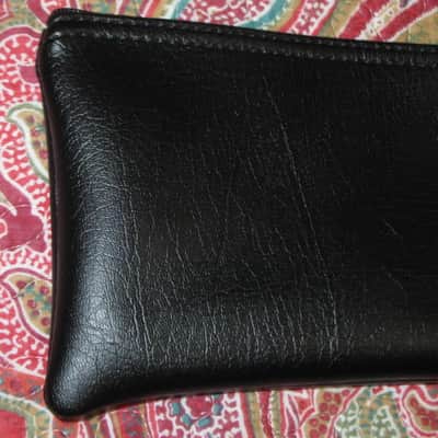 lightly used very clean 1980s Shure microphone pouch, outer areas are black vinyl with a very light reptile texture/appearance & one area has a red & silver graphic / inside is black / black zipper (NO microphone) 10 inches W, 4 & 1/2 inches H image 22