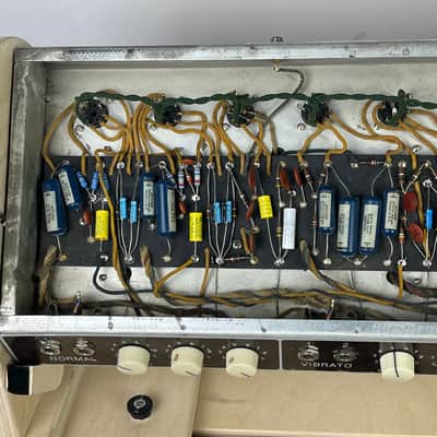1961 Fender Bandmaster 40-Watt 2-Channel 1x12" Piggyback Guitar Amp - Brown panel image 12
