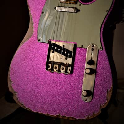American Fender Custom Telecaster 2017 Magenta Sparkle Heavy Relic Lindy Fralins image 2