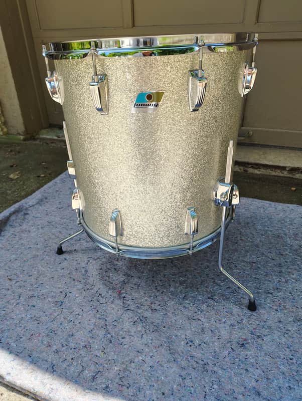 Ludwig 3 Ply 16x16 Floor Tom with Double Mufflers 1970's - Silver Sparkle image 1