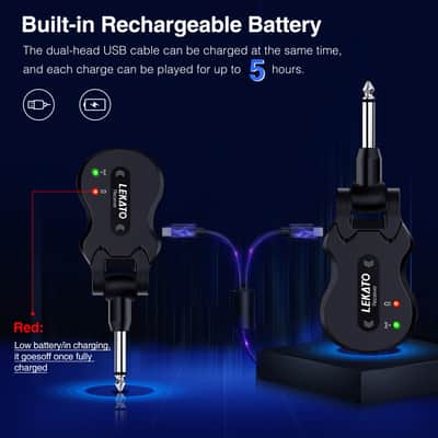 Lekato ISM 5.8Ghz Wireless Guitar Bass Audio Transmitter Receiver System 30M 4 Channels US image 7
