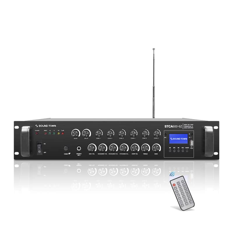 STCA600-6Z | 600W 6-Zone 70V/100V Commercial Power Amplifier with Bluetooth, Optical, Phantom Power, for Restaurants, Lounges, Bars, Pubs, Schools image 1