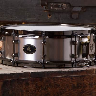Noble & Cooley *Pre-Order* Alloy Classic 4.75x14" Cast Aluminum Snare Drum Raw with Protective Coating Black Nickel Hardware | Made in the USA | Special Order | Authorized Dealer image 1
