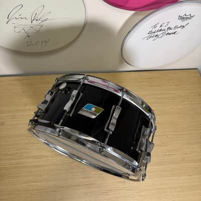 Vintage 1970s Ludwig Vistalite Smoke Black Snare Drum 14x6.5 Blue Olive Badge All Original Acrylic image 5