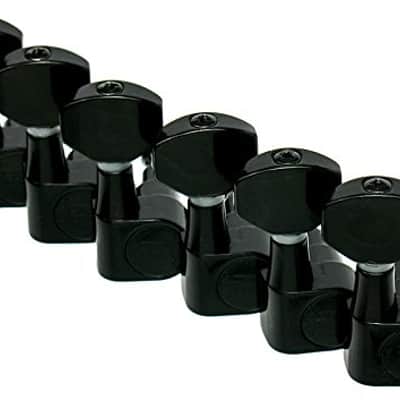 Hipshot BLACK 6-In-Line Non-Staggered Closed-Gear Guitar Machines Tuners w/ UMP image 5
