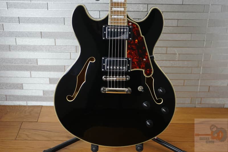 D'Angelico Premier DC Semi-Hollow Double Cutaway - Solid Black image 1
