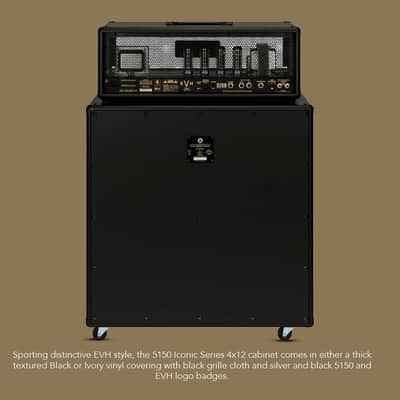 EVH 5150 Iconic Series EL34 160W 4x12 Amp Cabinet with 1/4-Inch Parallel Speaker Input Jack and Two Recessed Side-Mounted Steel Bars (Black) image 5
