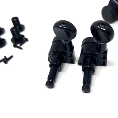 Carparelli 6-IN-LINE Electric Locking Machine Heads Tuners Classic Button Black image 5