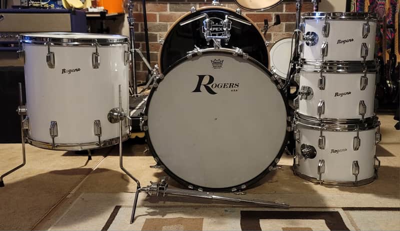 1974 ROGERS 9/72 FULLERTON SWIV-O-MATIC 5 PIECE KIT WHITE image 1