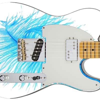 Sticka Steves Guitar Skin Axe Wrap Re-skin Vinyl Decal DIY Blue Feather 352 image 6