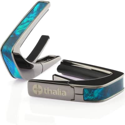 Thalia Black Chrome Finish Capo w/Teal Angel Wing Inlay Exotic Series Capo image 1
