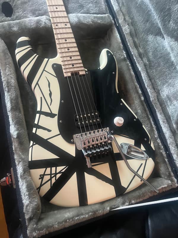 EVH Striped Series Electric Guitar 2013 - White with Black Stripes**ERUPTION!** image 1