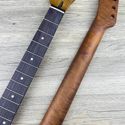 Roasted Tiger Maple Guitar Tele Style Neck, Rosewood Fingerboard 22 Frets image 3