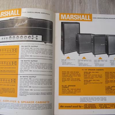 Marshall Catalog c.1969 Super lead, Marshall Major,cabinets, PAs etc image 2