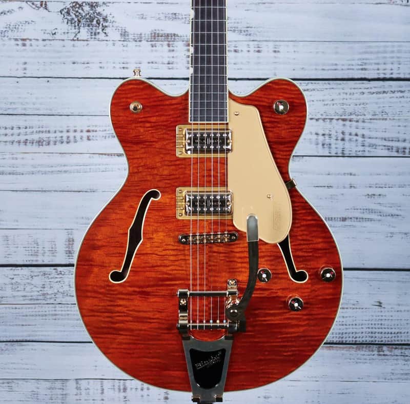 *DEMO* Gretsch Electromatic LTD Flame Okoume Broadkaster w/Bigsby | Roundup Orange image 1