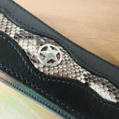 Leather Instrument Strap w/ Snake Skin - Guitar or Bass Guitar Strap image 4