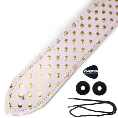 Pink Gold Leather Premium Leather Guitar Strap- Pink Polka Leather Guitar Strap-100% Leather Guitar Strap- Acoustic, Electric Bass Guitars image 3