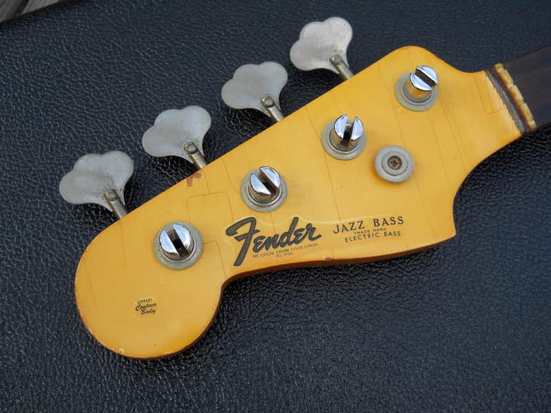 Rare Lefty! 1965 Fender Jazz Bass Neck With Tuners, Matching White Head Stock! 100% Original image 1