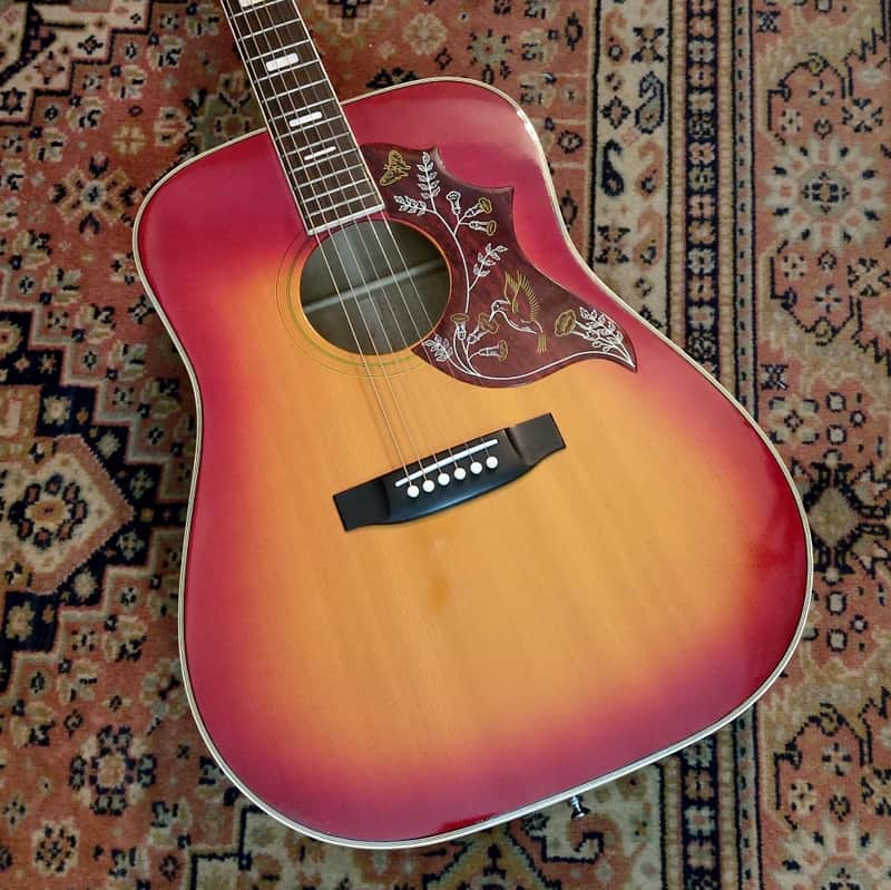 1970s Pearl Hummingbird Acoustic Guitar MIJ Vintage w/ OHSC RARE